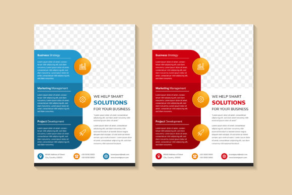 Blue Red Business Vertical Flyer Design