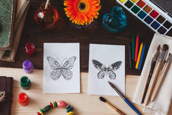 Butterfly Mandala Coloring Pages Graphic: A Versatile Creative Resource