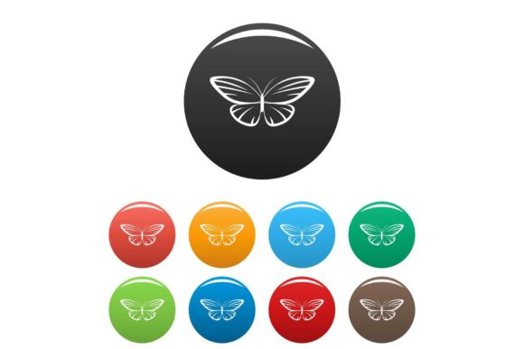 Decorative Moth Icons Set Color Vector