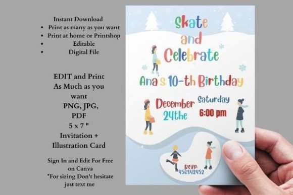 Editable Ice Skating Party Invitations