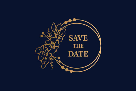 Elevating Brand Identity with the Circle Save the Date Element Floral and Description Golden Circle Flower Frame