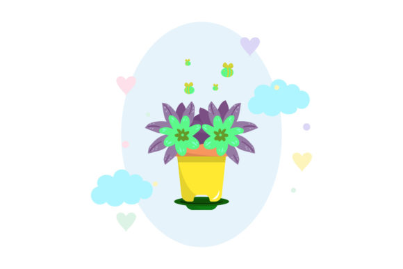 Flower Decorative in Oval Cloud: A Versatile Design for Creative Projects