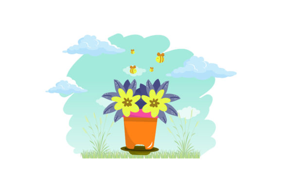 Flower Decorative in Pots Sky Cloud