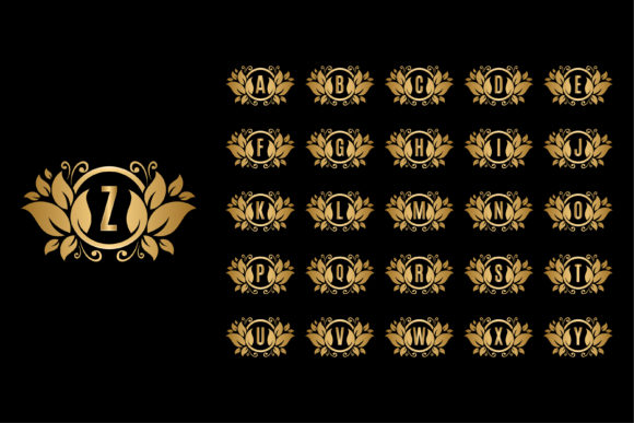 Gold Alphabet Leaf Circle Emblem Logo: Elevate Your Brand and Event Design with Luxury Vector Art