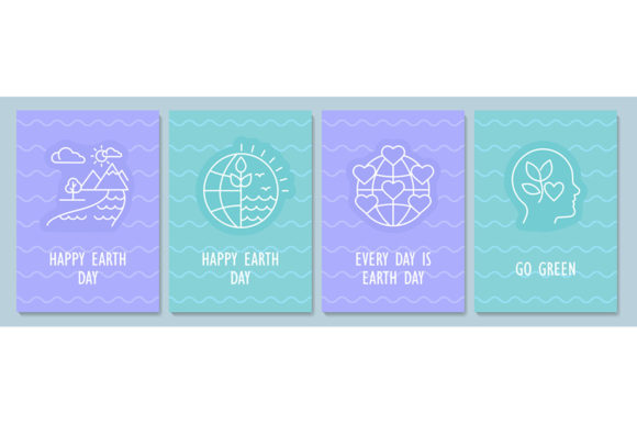 Happy Earth Day Postcard with Icons