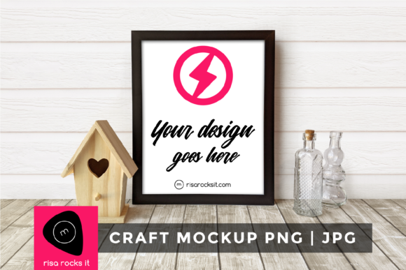 Picture Frame with Birdhouse PNG Mockup: Elevate Your Craft Presentations