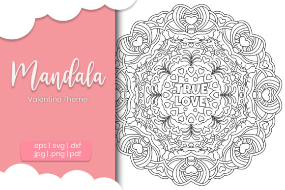 True Love Valentine Day Mandala Coloring