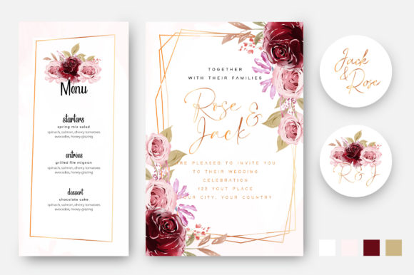 Wedding Cards with Beautiful Floral Set